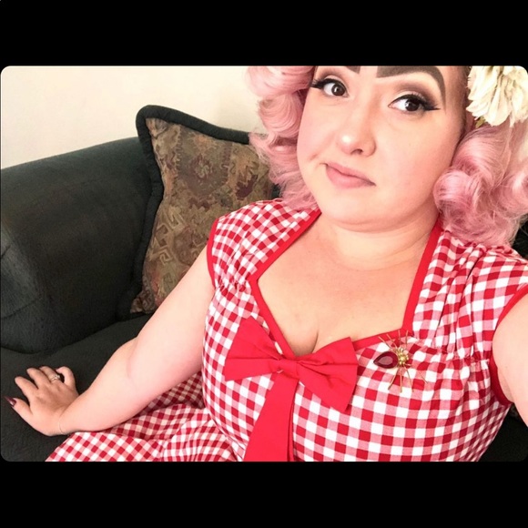 Red gingham NWOT summer retro 1950s style dress - Picture 4 of 5